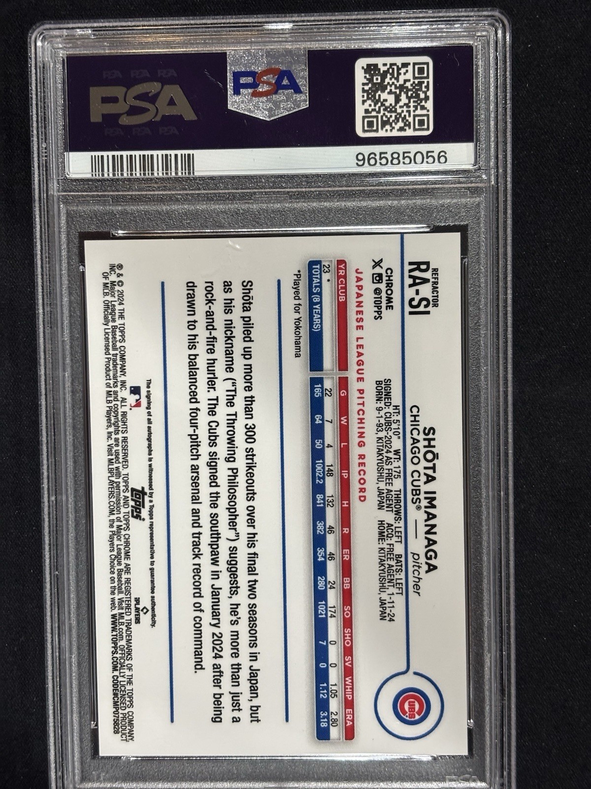 PSA 10 - 2024 Topps Chrome Shota Imanaga Rookie Auto RC Refractor #/499 Cubs view 5