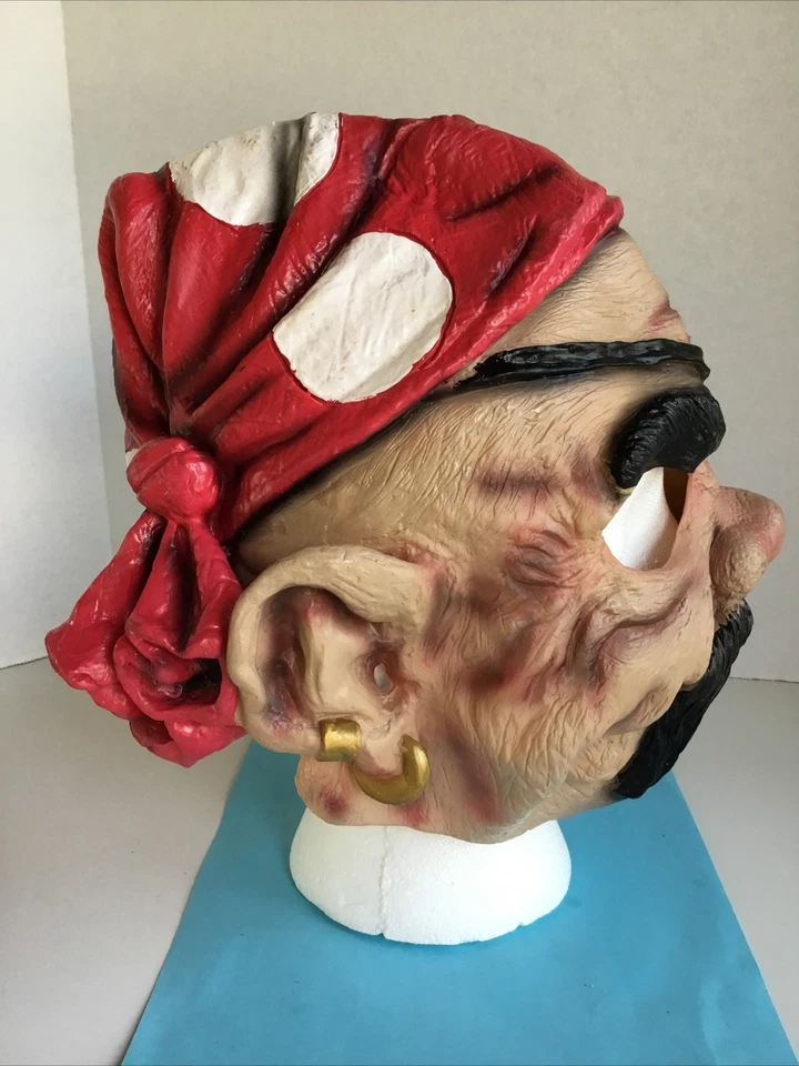2003 Vintage Pirate Mask by Disguise Latex Bandana Eye Patch Costume Halloween  - Image 4 of 4