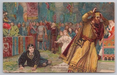 Die Spielszene aus Hamlet Shakespeare AK Ernest Nister Serie 9 Bayern