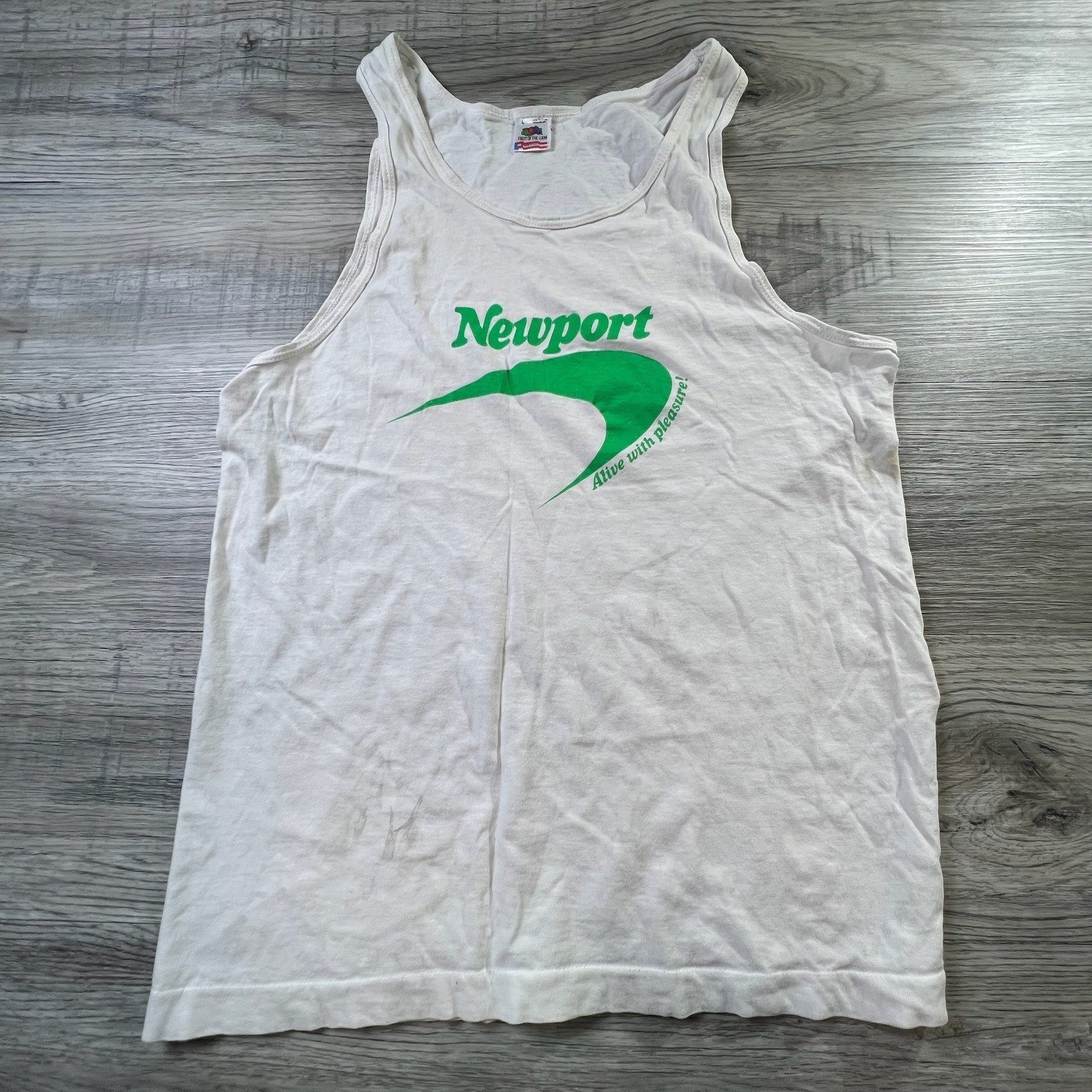 Fruit of the Loom Newport Tank Top Mens L White Vintage 90s Cigarette Promo USA