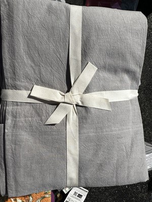 Moomee Bedding Sheet Set 100% Cotton Linen Textured Breathable Durable Grey