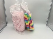 Teddy Bear Slippers - Rainbow Color And Pink- Slippers Size 5.5-9.5 Bundle