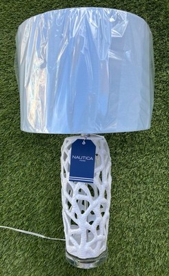 NAUTICA Home Coral Kelp Inspired White Table Lamp 26  Modern Ocean NEW Free Ship