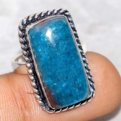 Blue Apatite 925 Silver Plated Ring US 7 Limited Gift Fresh Stock Deal MJ