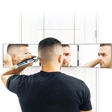 3Way Mirror For Trifold Self Haircut/Shave/Makeup Adjustable Telescopic Hooks