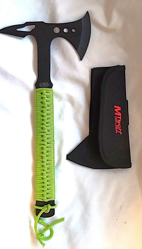 MTech Axe - Green Braided Nylon Handle-MT-AXE8G  14 ¼"- Overall. 6 7/8" Axe Head