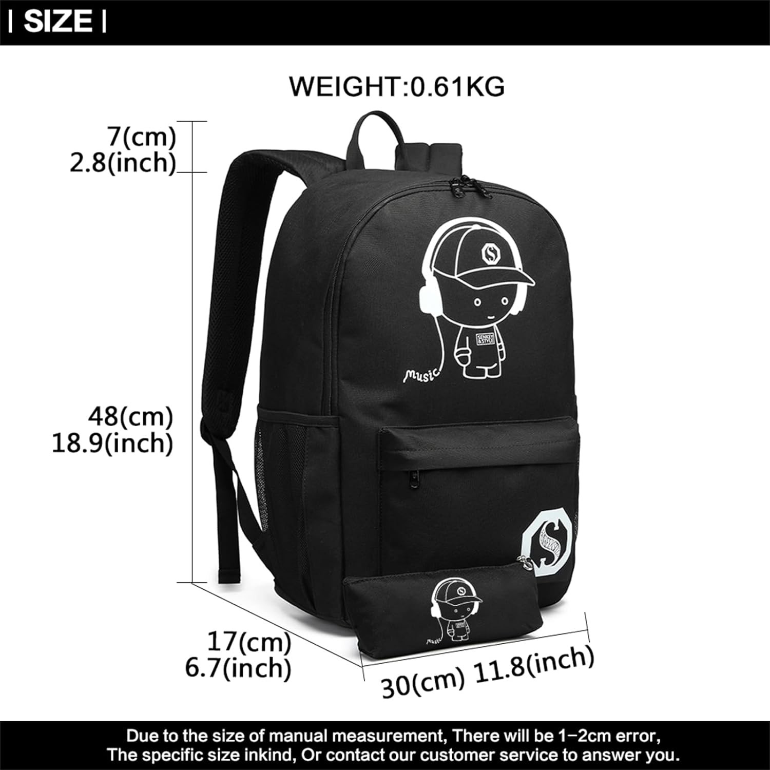 Kono School Bag Anime Luminous School Backpack for Boys Girls Teenagers College