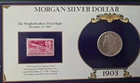 1903 Morgan Silver Dollar and Commemorative Stamp