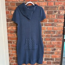 Derek Heart plus womens cowl neck short sleeve cable knit sweater dress blue 3X