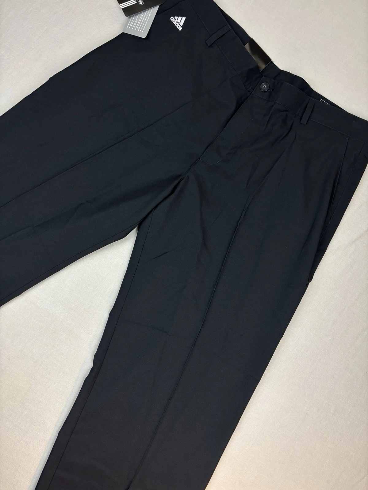 Adidas ClimaLite Performance Golf Pants Mens Black 3-Stripes 40x30 Flat Front
