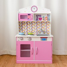 Kids Wooden Pretend Cooking Playset Cookware Play Set Kitchen Toys Toddler Pink