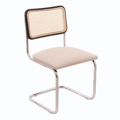 Breuer Chair Company Cesca Cantilever Chair Chrome Frame Upholstered Seat & Back