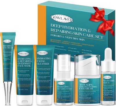 Travel Size Green Skin Care Kit for All Skin Types Cleanser Toner Eye Cream S...