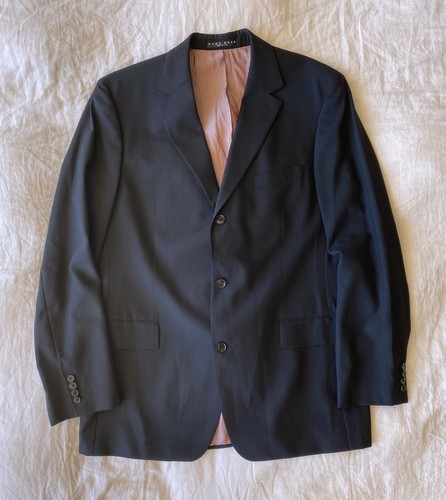 Vintage 90s Hugo Boss minimal black wool men’s blazer size 46 L - Picture 6 of 9