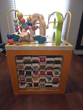 B Toys Zany Zoo Wooden Activity Cube Play Educational Wooden 5 in 1 Play n Learn