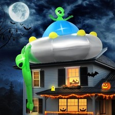 6FT Halloween Inflatable Hanging UFO Alien Glow-in-the-Dark Outdoor Indoor D cor