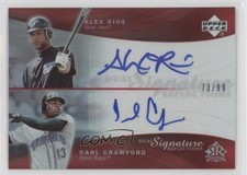 2005 Reflections Dual Signature Red 73/99 Alex Rios Carl Crawford #ARCC Auto 3f2