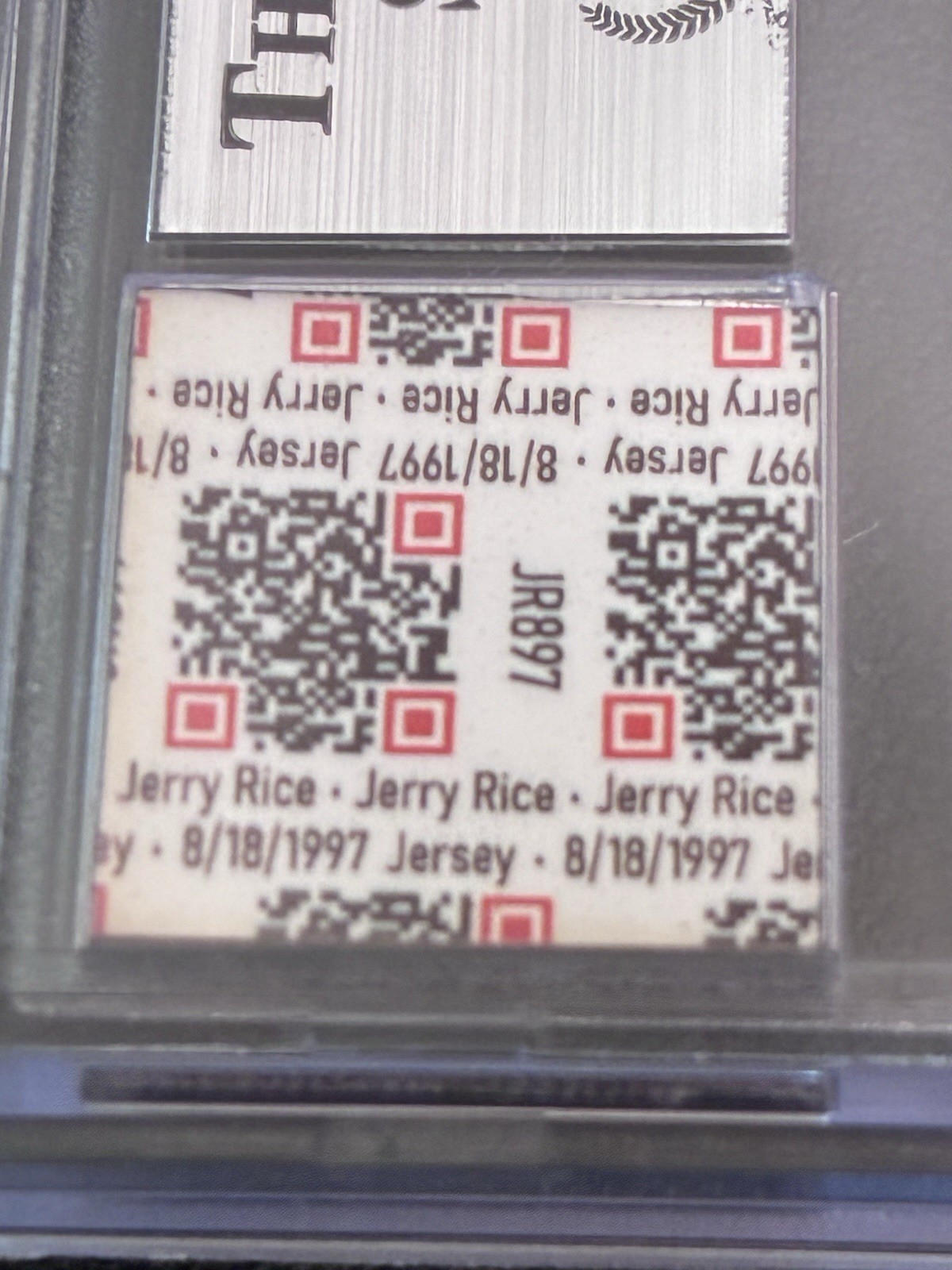 JERRY RICE 4-Color '97 Game-Used Jersey Patch & '23 Prestige Card. BGS Mint 9. view 13