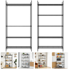 4/5-Tier Foldable Metal Shelving Unit with Wheels Heavy Duty Garage Storage Rack