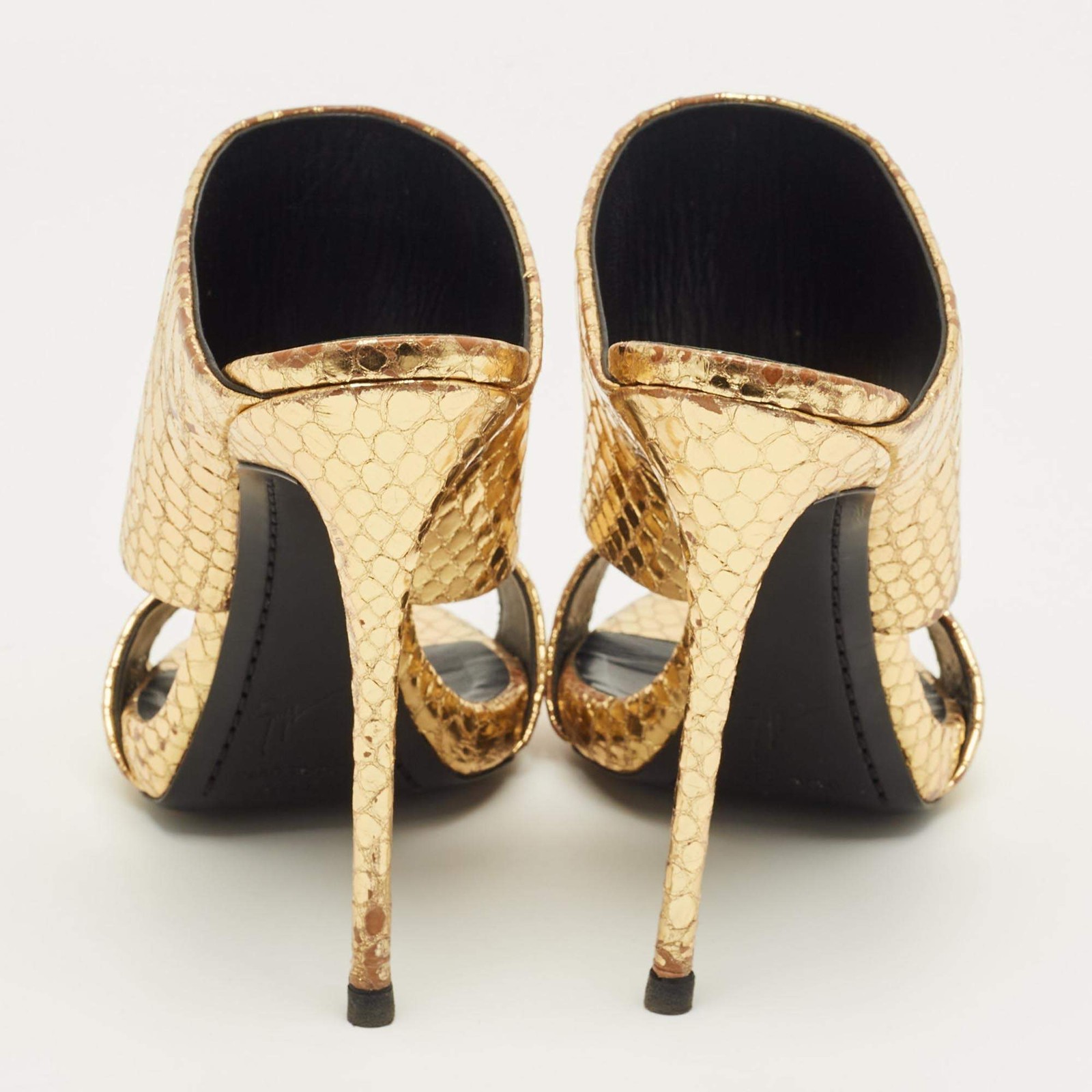 Giuseppe Zanotti Gold Python Embossed Leather And… - image 5