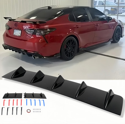 For Toyota Camry Rear Bumper Diffuser Spoiler Shark 5 Fins Trim Glossy Black