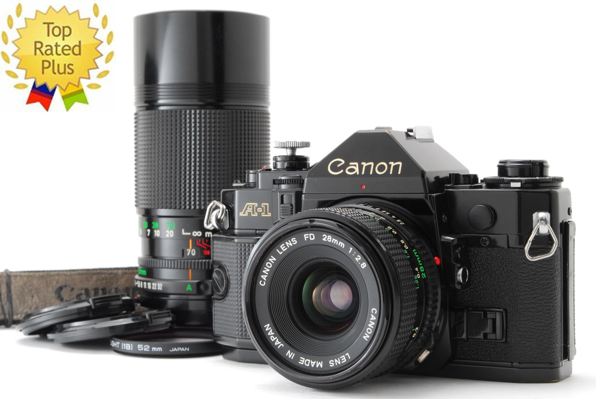 2Lens [ MINT ] Canon A-1 Black 35mm Film Camera NFD New FD 28mm f2