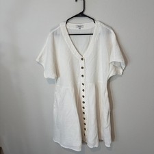Madewell Button Front Dress Womens 1X White Good Gauze Mini NE895