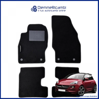 W-PARTS SERIE 4 TAPPETI - TAPPETINI IN MOQUETTE NERI PER OPEL ADAM DAL 2013 AL 2019