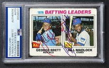 GEORGE BRETT MADLOCK PSA DNA AUTH 1977 TOPPS #1 BATTING LEADERS SIGNED AUTO 531