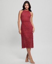 Guess Women's Nicki Crocheted Sleeveless MIDI Dress - Sienna Red Size 12 NWT