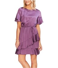 Vince Camuto Womens Ruffled A-line Dress, medpurple, M