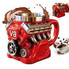 Edelstahl V8 Motor Tasse 300ml Auto Kaffeebecher Mechaniker Geschenk Werkstatt