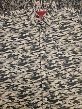 The Foundry Young Men’s XLT Tiger Camo Button Up Shirt Tan Black Stretch Casual