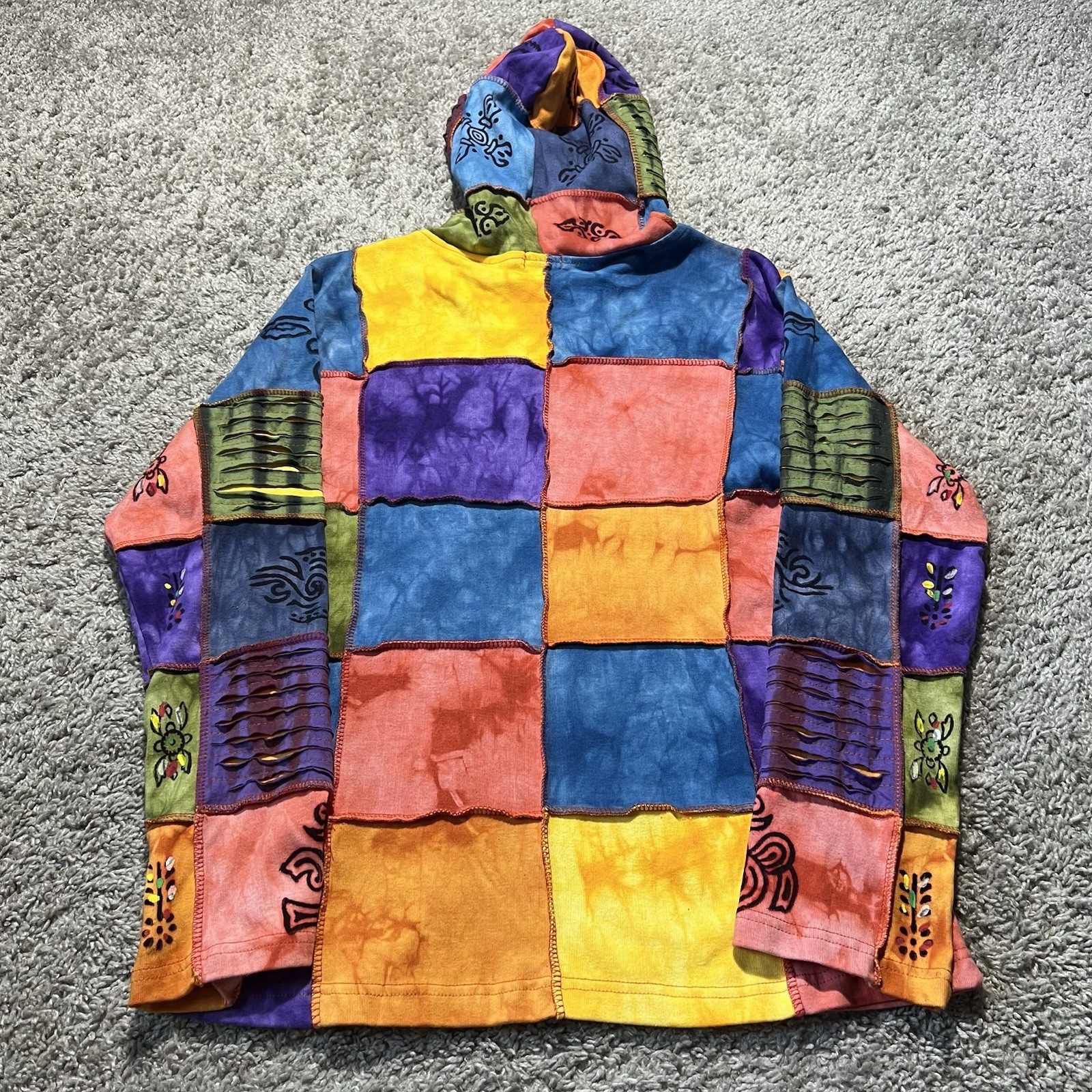 Rising International Full Zip Patchwork Hoodie Ti… - image 6