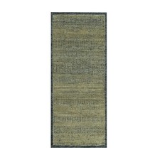 Modern Hand Knotted Runner Rug 2'8"x6'1" Brown Wool Oxidized Grass Design 76972