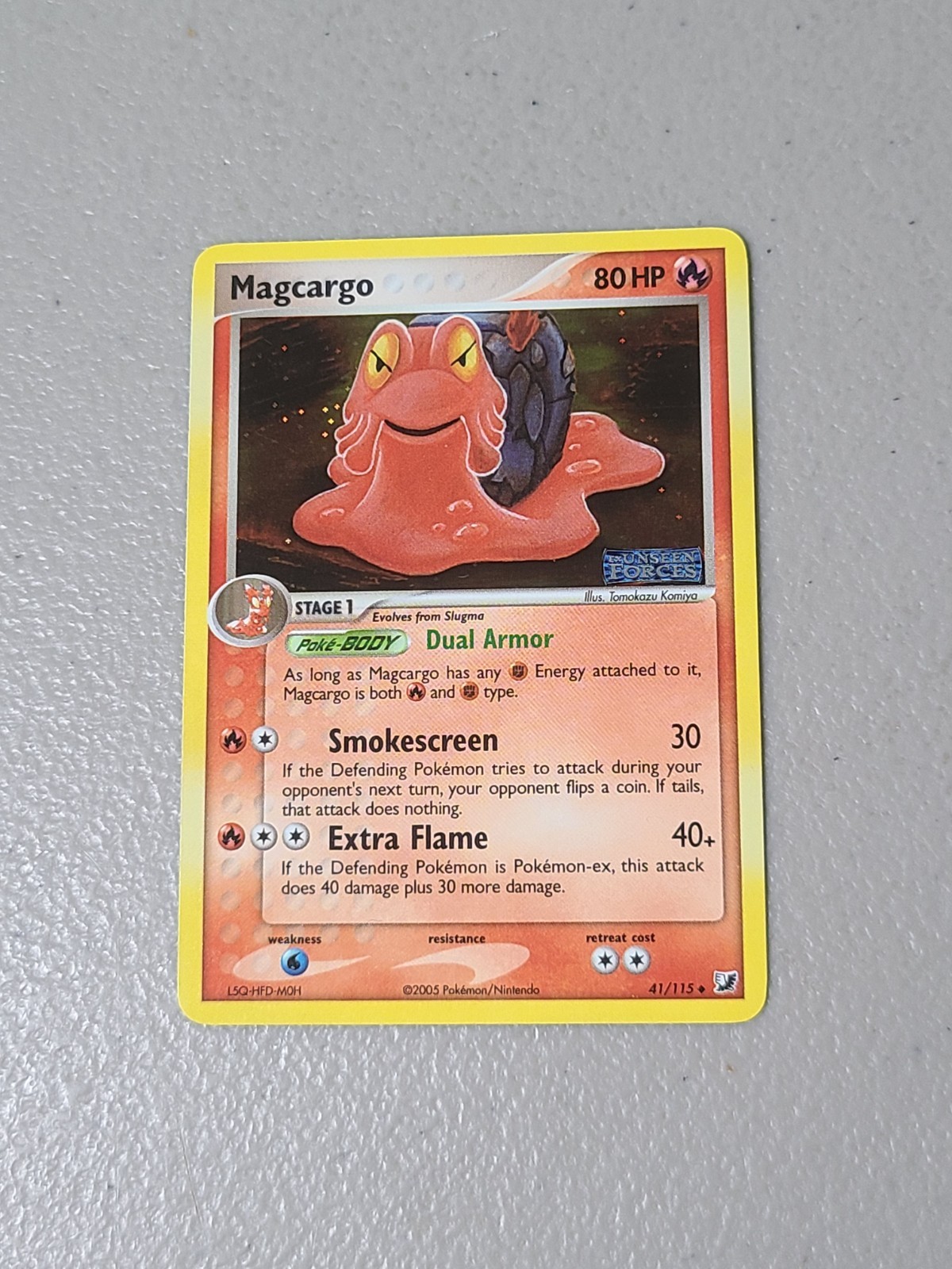 Pokemon Magcargo 41/115 Unseen Forces Reverse Holo 2005 Stamped - NM