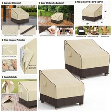 2 Pack Patio Chair Covers Waterproof Outdoor Furniture Covers 35" x 37" x 36" US