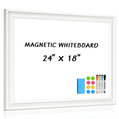 QUEENLINK 24x18 Magnetic Dry Erase Whiteboard with Wood Frame