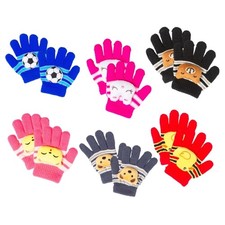 Warm Kids Mitten Striped Winter Cartoon Animals Glove Full Finger Gloves Girls