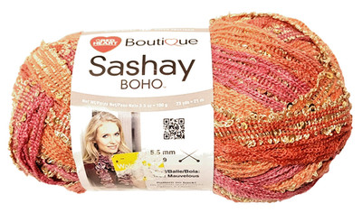 Red Heart Boutique Sashay Boho Yarn Skein Saucy Orange/Pink 3.5 Oz 23 Yds Bulky