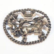 Vintage Pewter Tone Metal Ben Hur Horse and Chariot Brooch Pin or Pendant