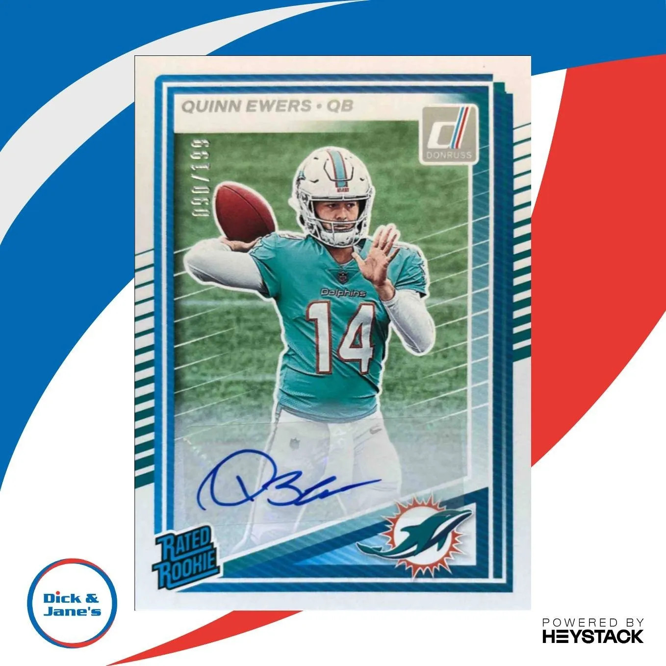 2025 Panini Donruss Quinn Ewers Rated Rookie Auto /199 #342 RC