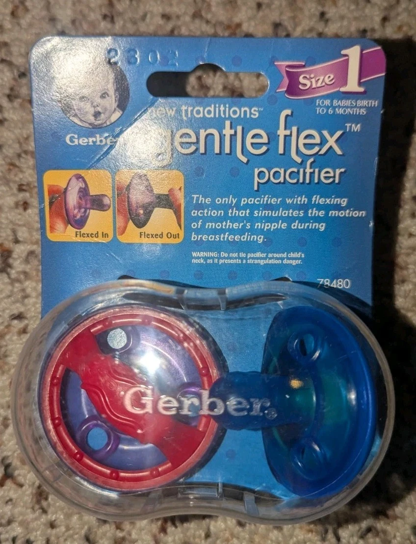 Gerber New Traditions Gentle Flex Pacifier Size 1 Blue And Red