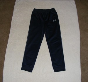 Under Armour Navy Joggers Sweatpants Pockets Side Piping - Size 7