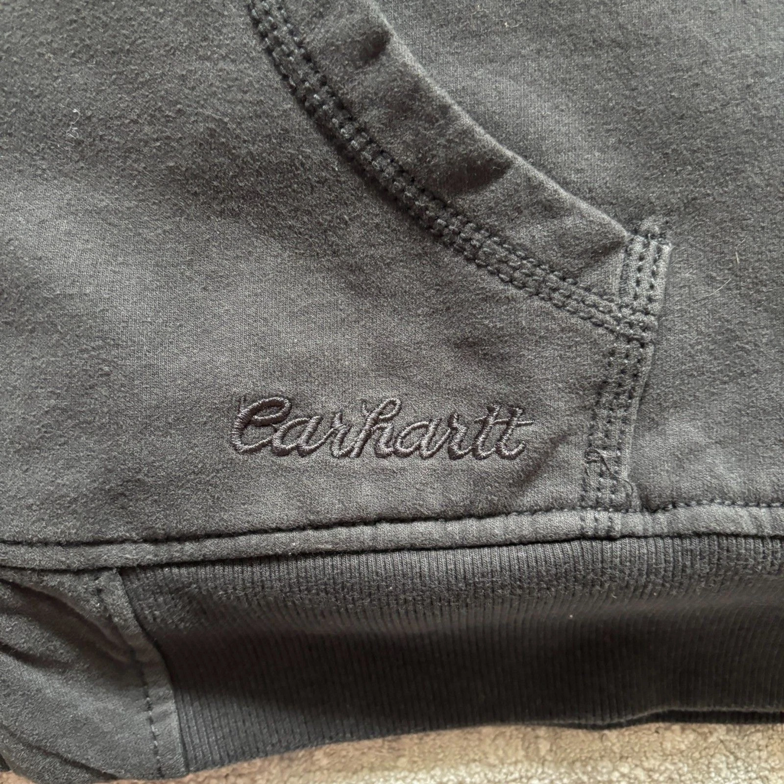 Carhartt Womens Sherpa Lined Full Zip Hooded Sweatshirt Vest Large L Black 12-14 image 2