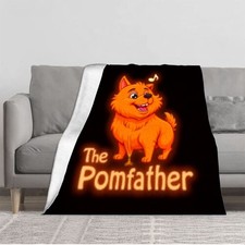 Cozy Flannel Blanket with Cheerful Orange Dog Design - Soft Warm