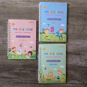 Magic Groove Practice Copybook Set of 3 Preschool Math Alphabet Drawing Ages 3+