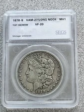 1878 S Morgan Dollar Vam-27/Long Nock, Top 100/Wow, Rare! Free Shipping