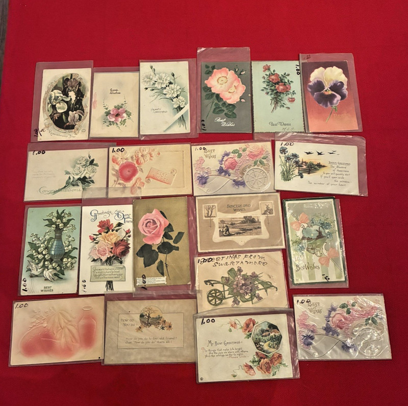 Antique Lot of 20 BEST WISHES/GREETINGS Postcards - Early 1900s