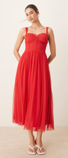 Red lace and beads dress size 4 new